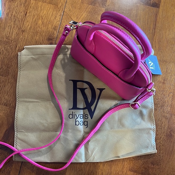 NWT Diva’s Bag Fuchsia leather crossbody bag - Picture 4 of 6